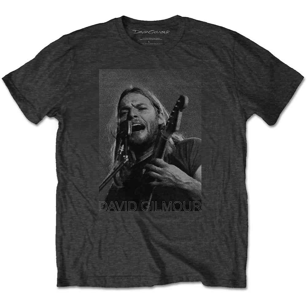 David Gilmour - On Microphone Halftone Heren Tshirt - Grijs